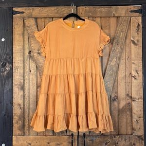 Mustard baby doll mini dress